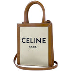 Celine Tote Bag Mini Vertical Cabas 2-Way Canvas Natural Brown