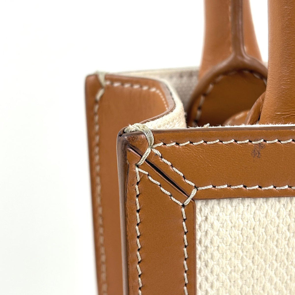 Celine Tote Bag Mini Vertical Cabas 2-Way Canvas Natural Brown — view 4