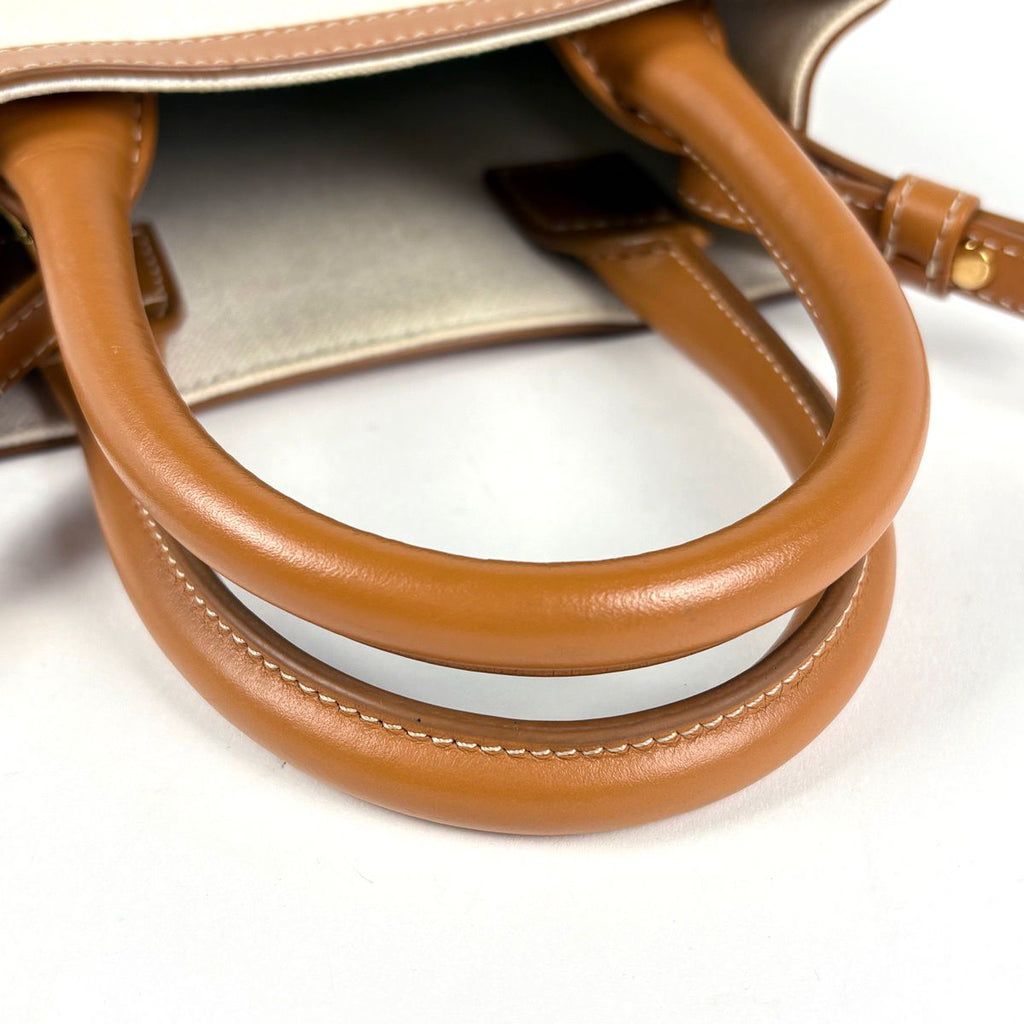 Celine Tote Bag Mini Vertical Cabas 2-Way Canvas Natural Brown — view 6