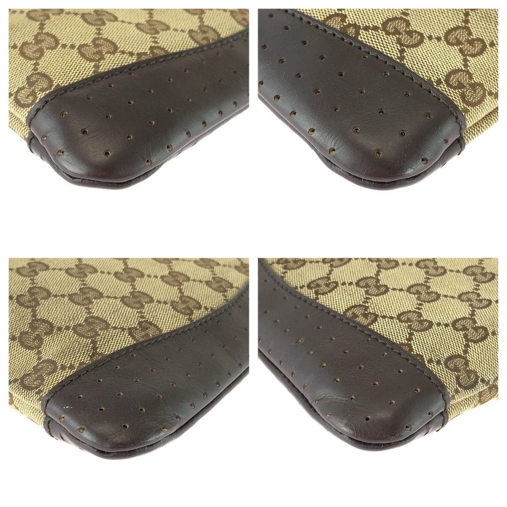 Gucci Brown Silver GG Canvas Leather Shoulder Bag Pochette — view 3