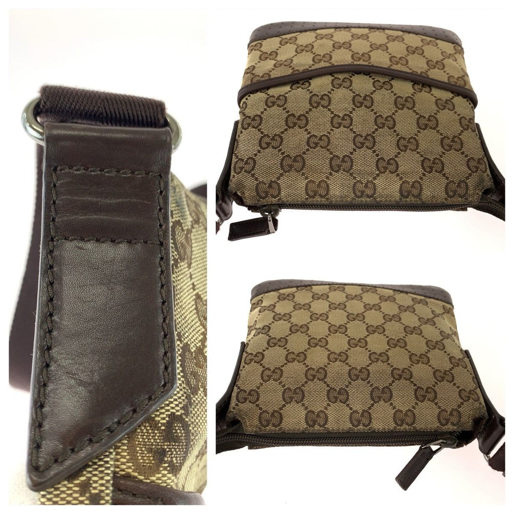 Gucci Brown Silver GG Canvas Leather Shoulder Bag Pochette — view 5