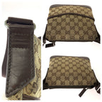 Gucci Brown Silver GG Canvas Leather Shoulder Bag Pochette — view 5