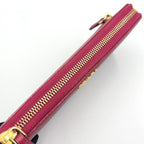 Prada Saffiano Leather L-shaped Zipper Pink Wallet Gold — view 8