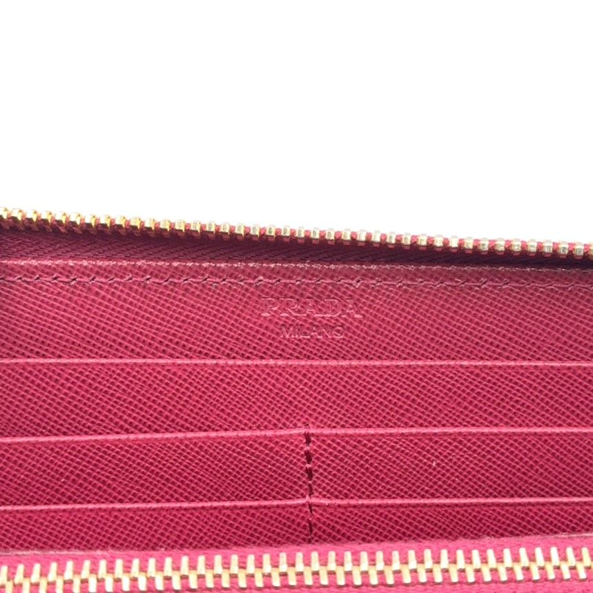 Prada Saffiano Leather L-shaped Zipper Pink Wallet Gold — view 4