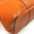 Hermes Garden Party Leather Canvas Orange Tote Bag Silver — view 8