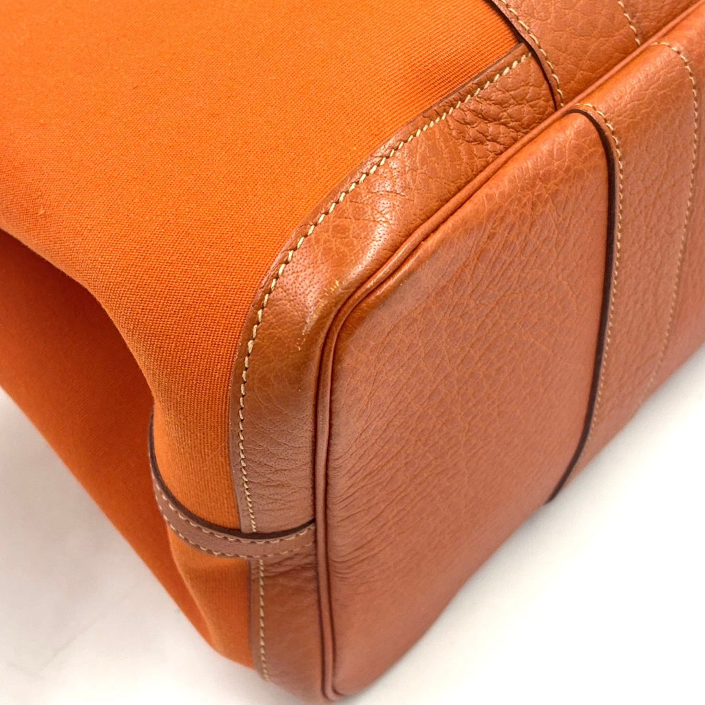 Hermes Garden Party Leather Canvas Orange Tote Bag Silver — view 6