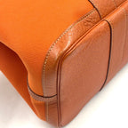 Hermes Garden Party Leather Canvas Orange Tote Bag Silver — view 6
