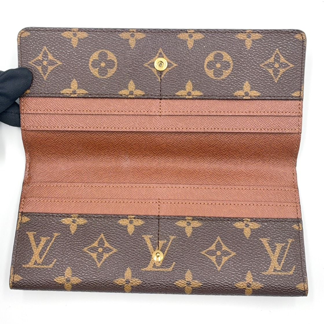 Louis Vuitton Portefeuille Sarah Monogram Brown Bifold Wallet Gold — view 8