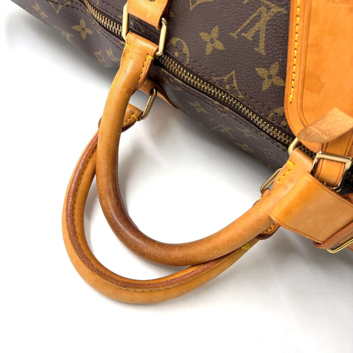 Louis Vuitton Keepall 55 Monogram Leather Brown Boston Bag Gold — view 5