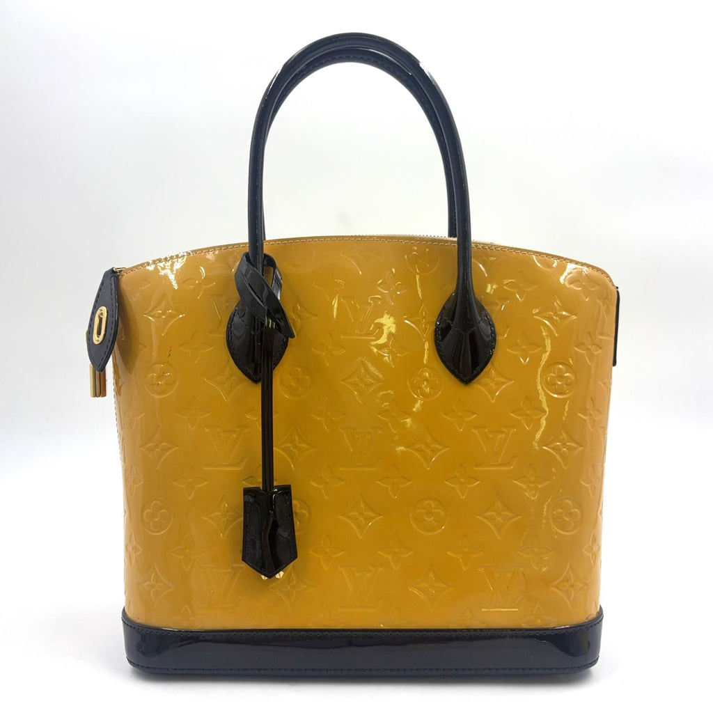 Louis Vuitton Vernis Lockit PM Monogram Patent Leather Yellow Black Handbag Gold