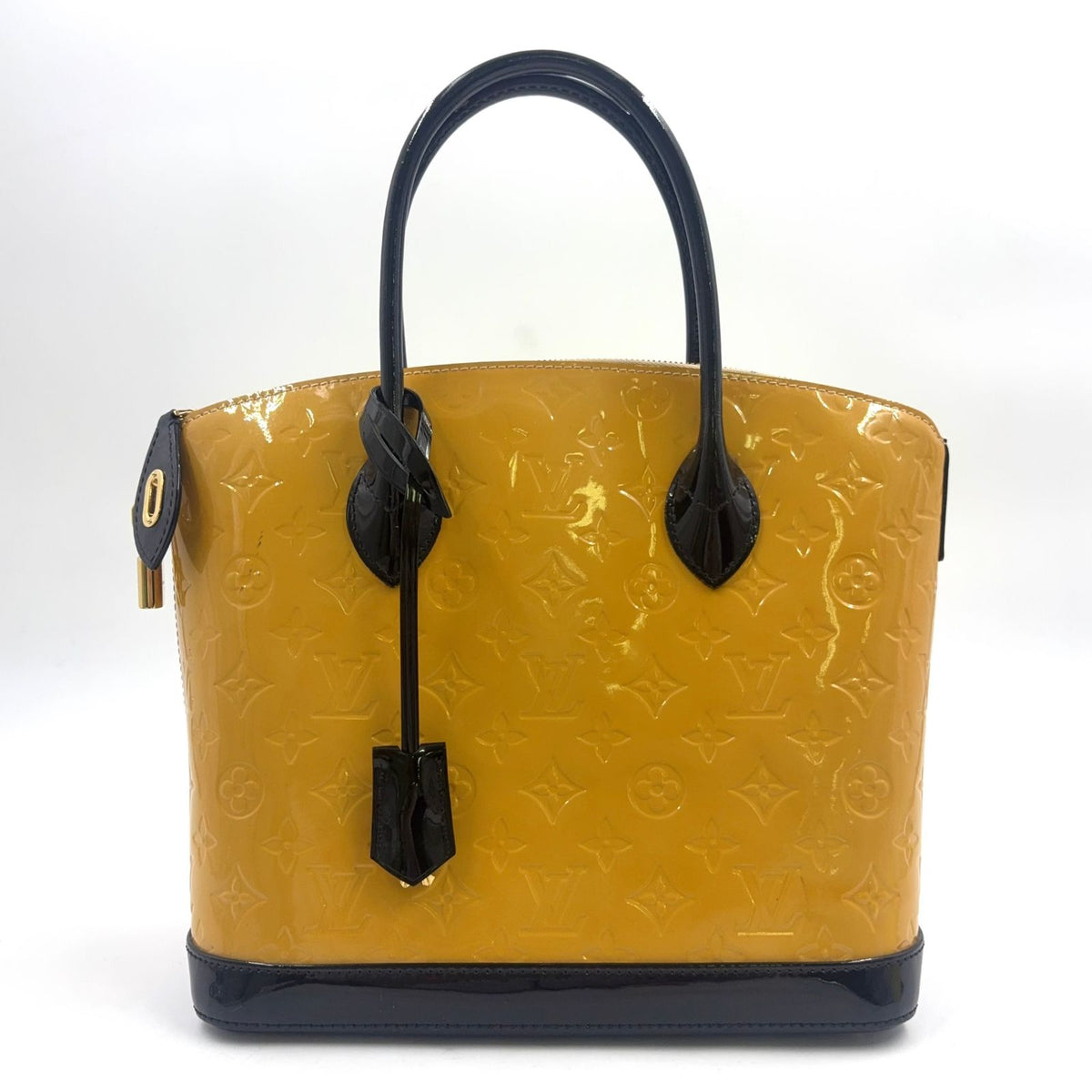Louis Vuitton Vernis Lockit PM Monogram Patent Leather Yellow Black Handbag Gold