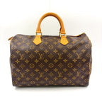 Louis Vuitton Speedy 35 Monogram Leather Brown Handbag Gold