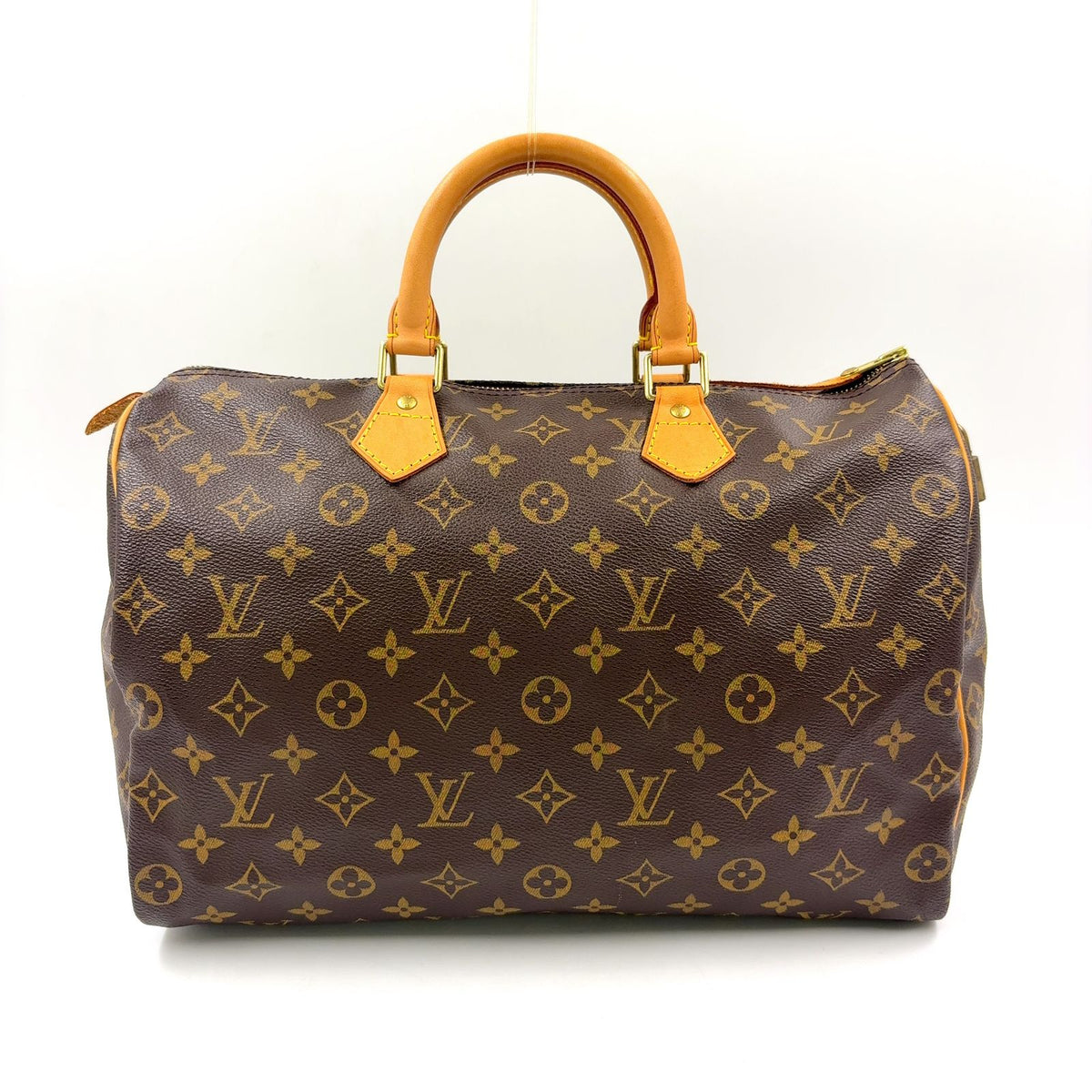 Louis Vuitton Speedy 35 Monogram Leather Brown Handbag Gold