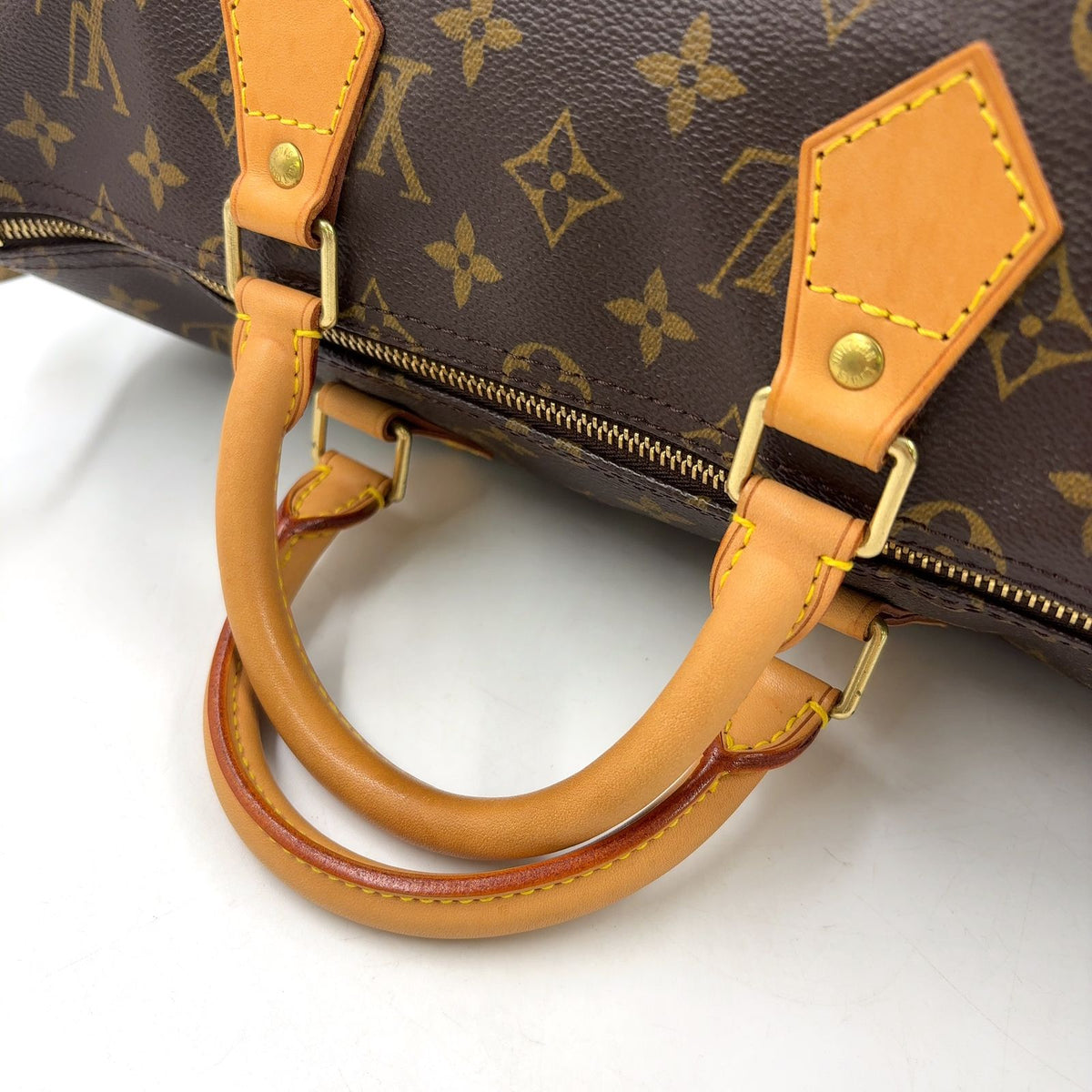 Louis Vuitton Speedy 35 Monogram Leather Brown Handbag Gold — view 5