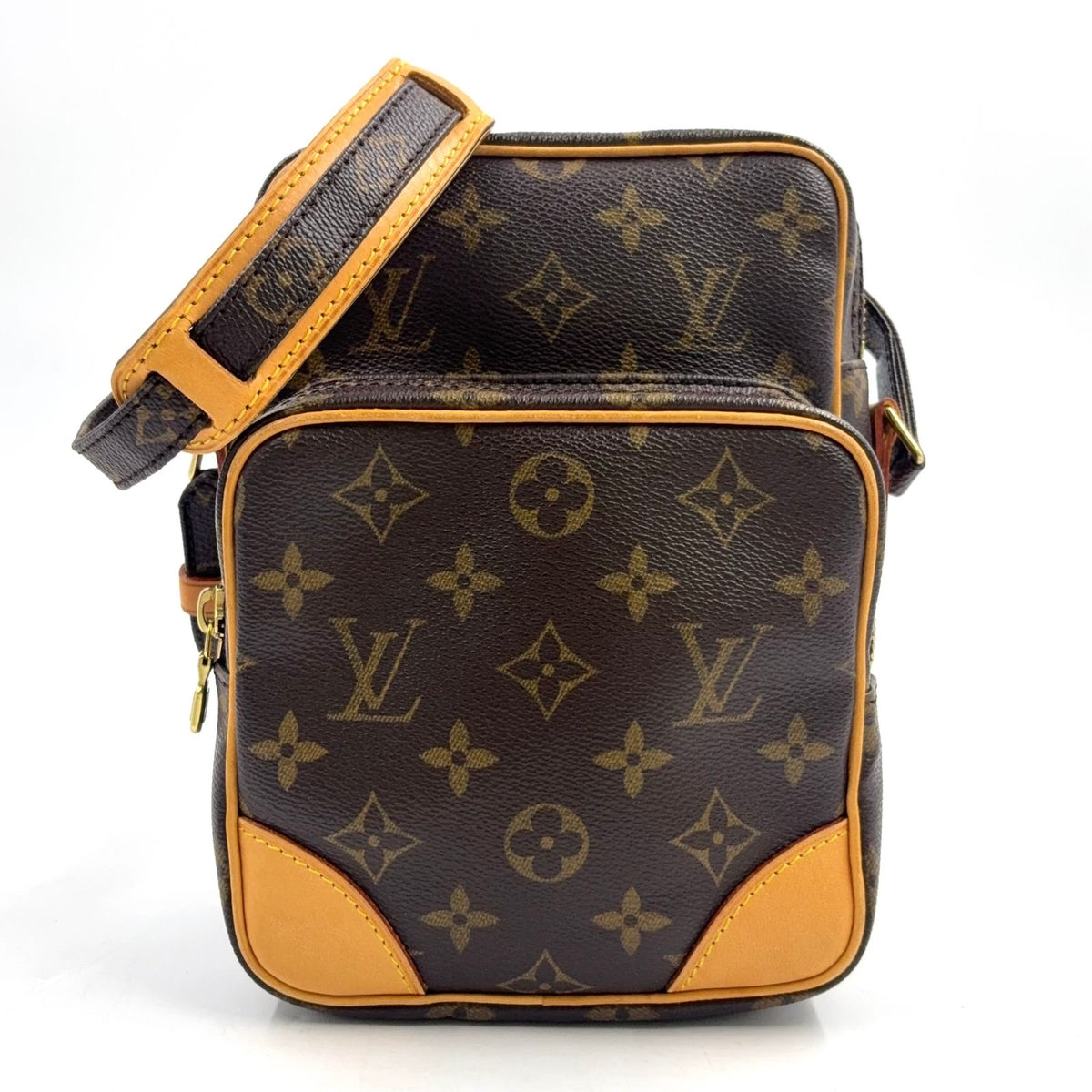 Louis Vuitton Amazon Monogram Leather Brown Shoulder Bag Gold
