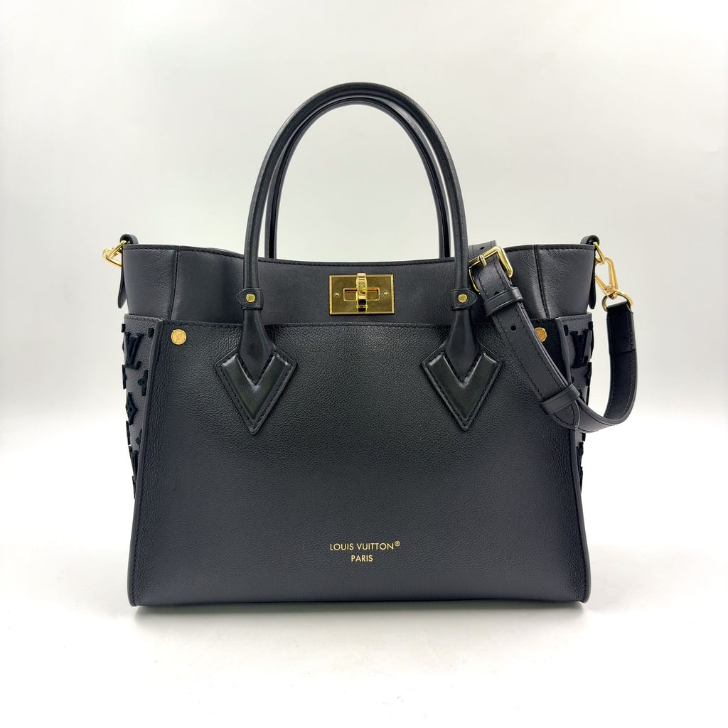 Louis Vuitton on My Side MM 2-Way Shoulder Leather Black Handbag Gold