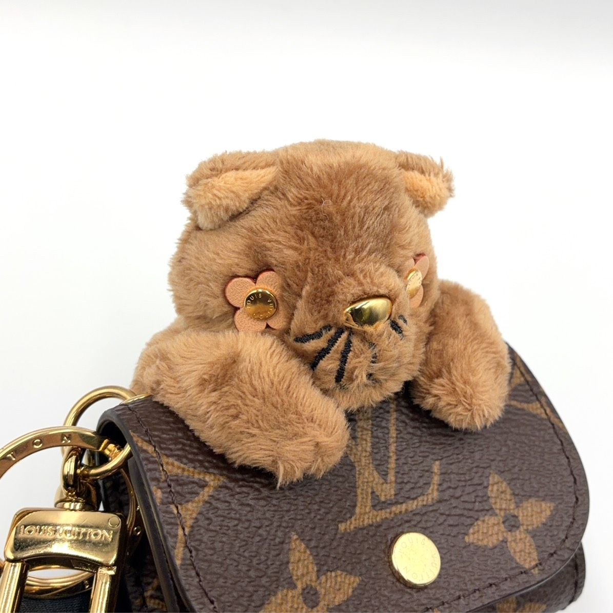 Louis Vuitton LV Monogram Airpods Case Brown Bag Charm Gold — view 8