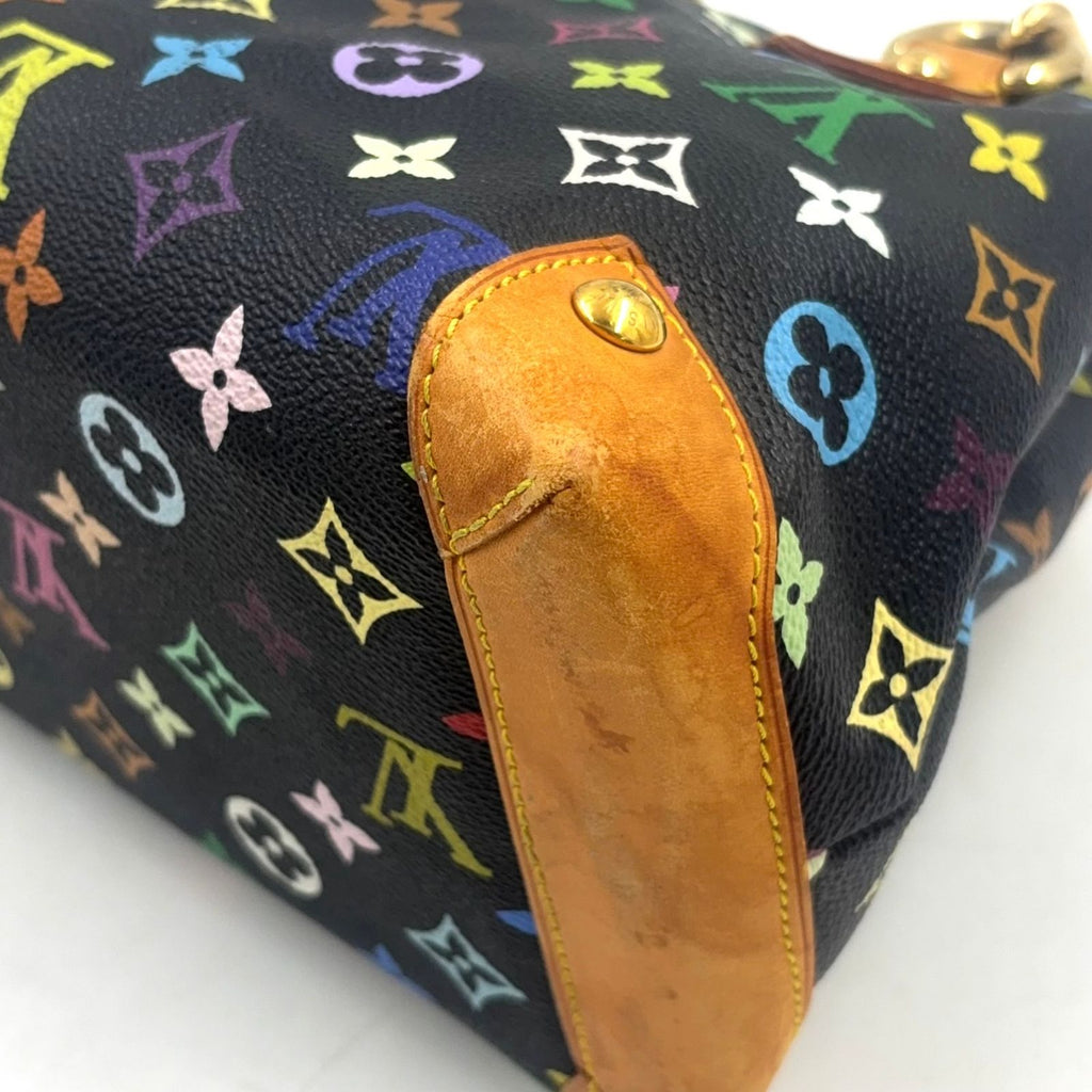 Louis Vuitton Audra Monogram Multicolor Noir Leather Brown Black Handbag Gold — view 7