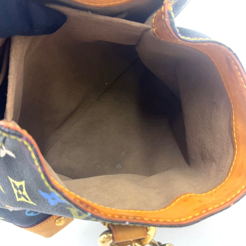 Louis Vuitton Audra Monogram Multicolor Noir Leather Brown Black Handbag Gold — view 3