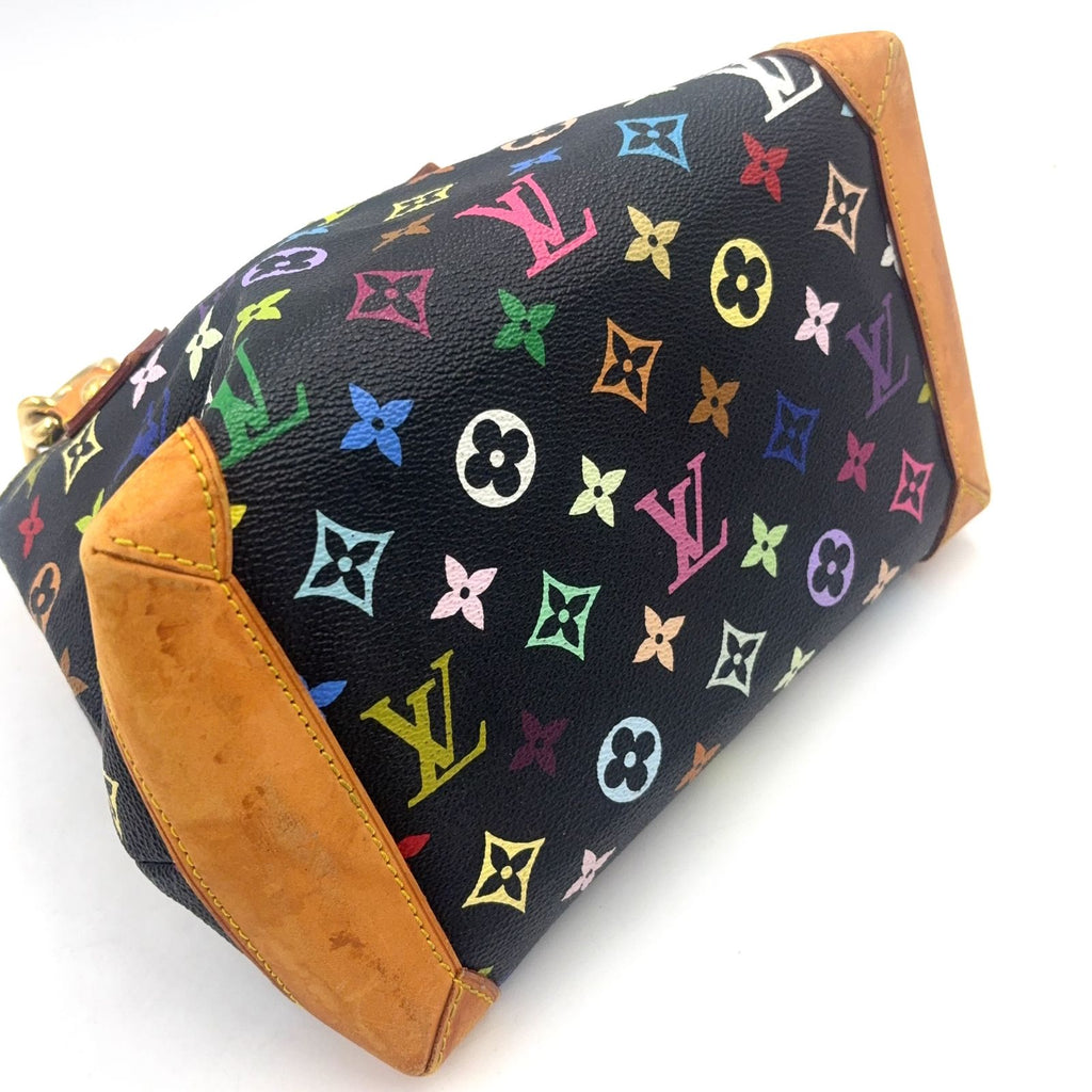 Louis Vuitton Audra Monogram Multicolor Noir Leather Brown Black Handbag Gold — view 6