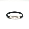 Louis Vuitton Bracelet Leather Metal Black Silver