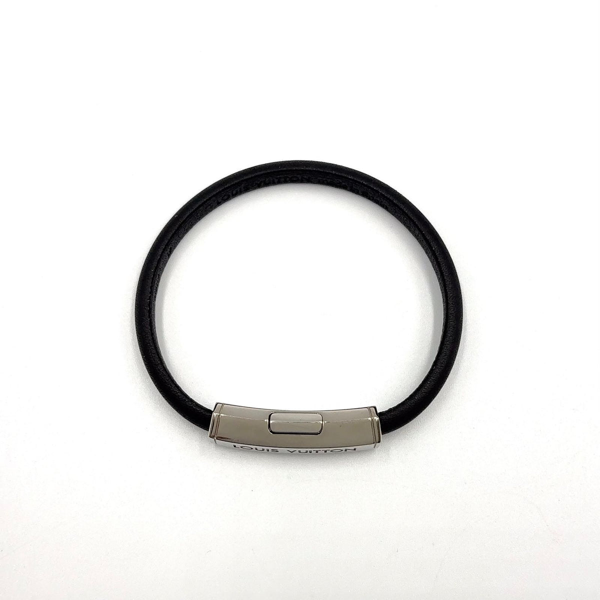 Louis Vuitton Bracelet Leather Metal Black Silver — view 3