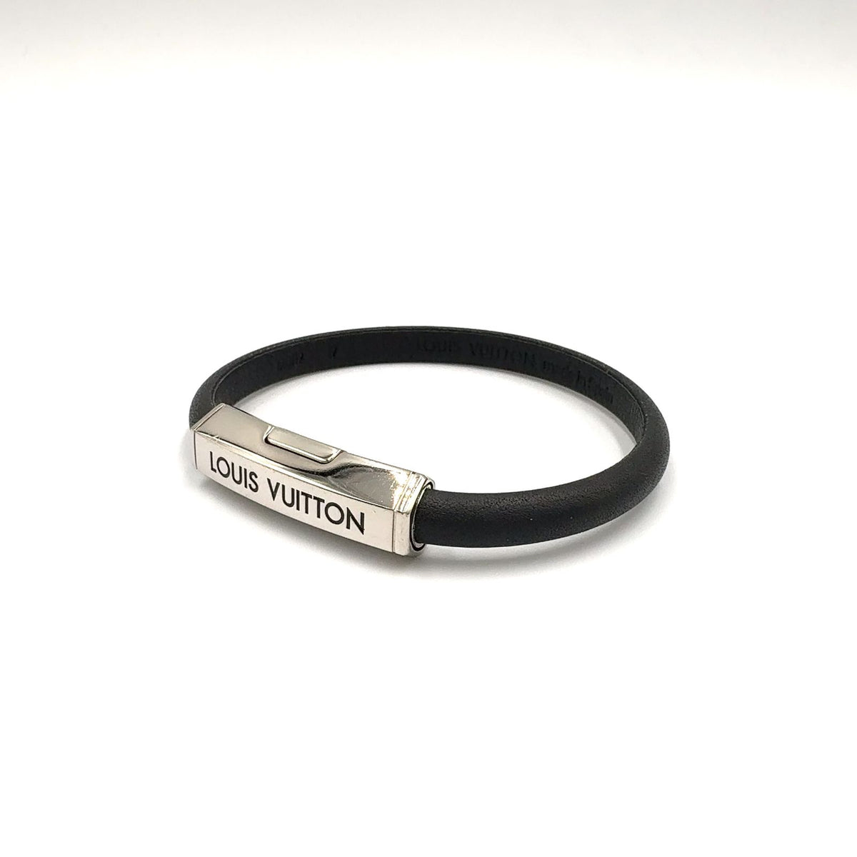 Louis Vuitton Bracelet Leather Metal Black Silver — view 2