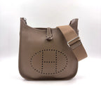 Hermes Evelyne Trois PM Etoupe Taurillon Leather Gray Brown Shoulder Bag Silver