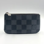 Louis Vuitton Pochette Cles Damier Graphite Leather Black Key Case Silver Key