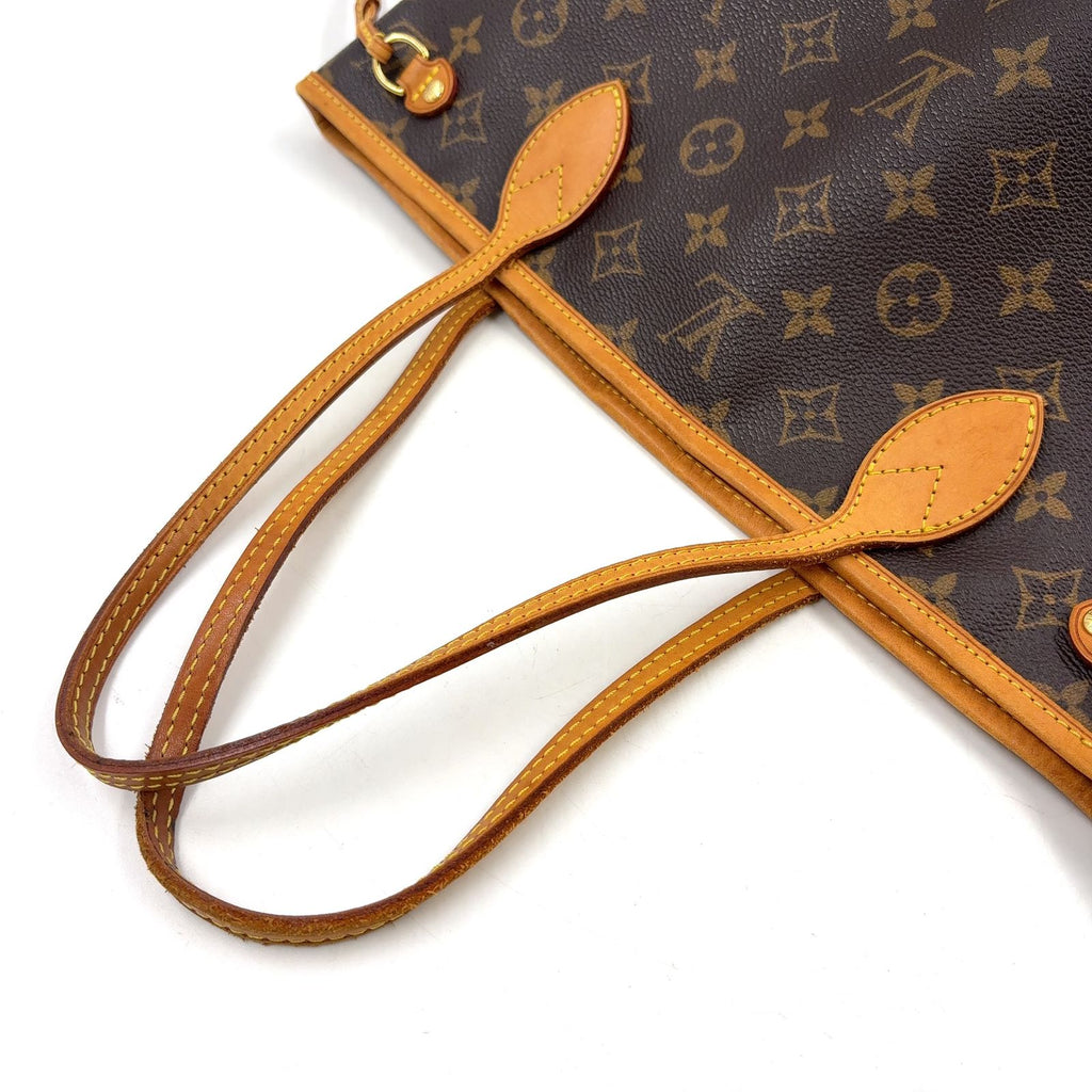 Louis Vuitton Neverfull PM Monogram Leather Brown Light Tote Bag Gold — view 6