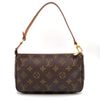 Louis Vuitton Pochette Accessoires Monogram Leather Brown Light Handbag Gold