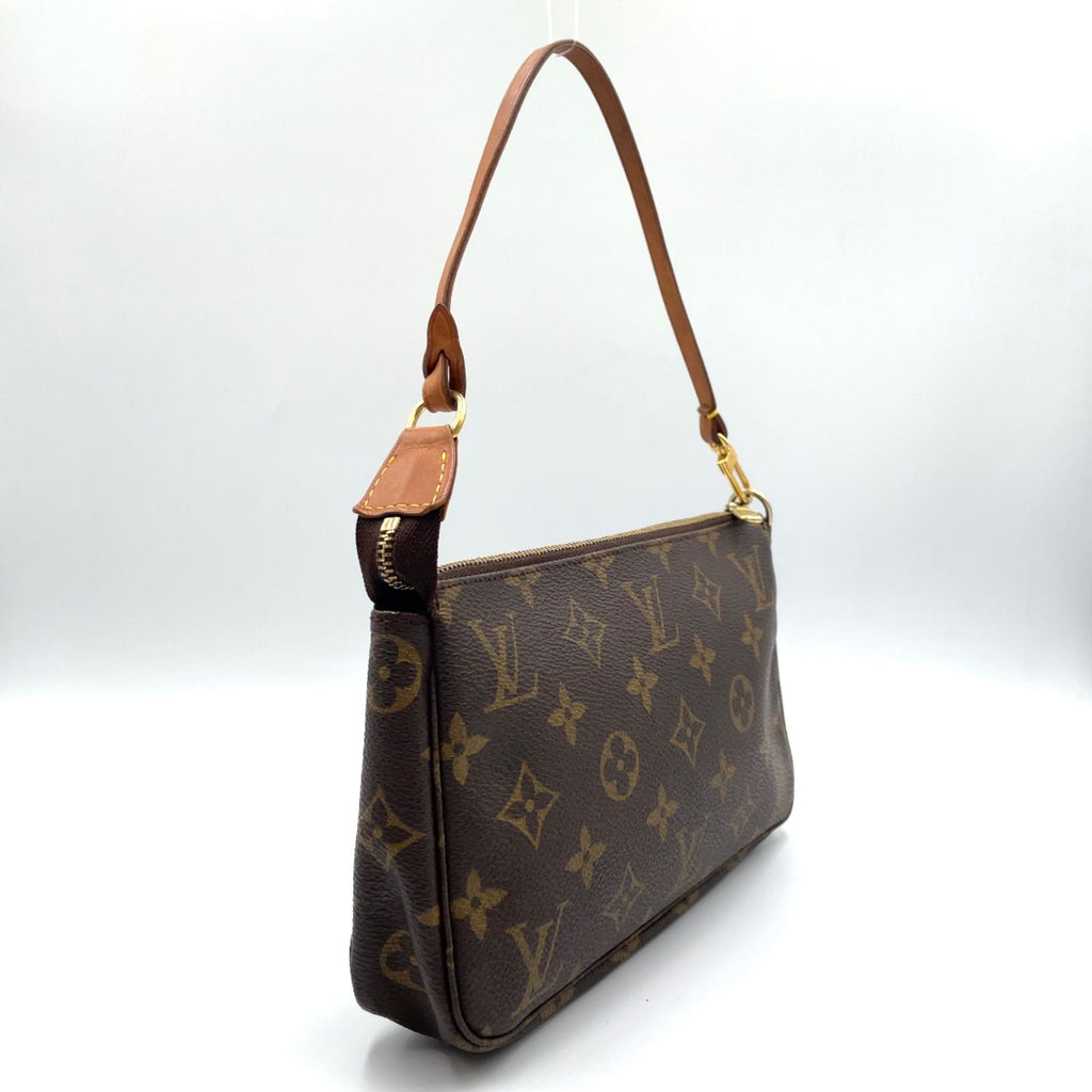 Louis Vuitton Pochette Accessoires Monogram Leather Brown Light Handbag Gold — view 2