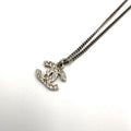 Chanel CC Logo Rhinestone Metal Clear Silver Necklace