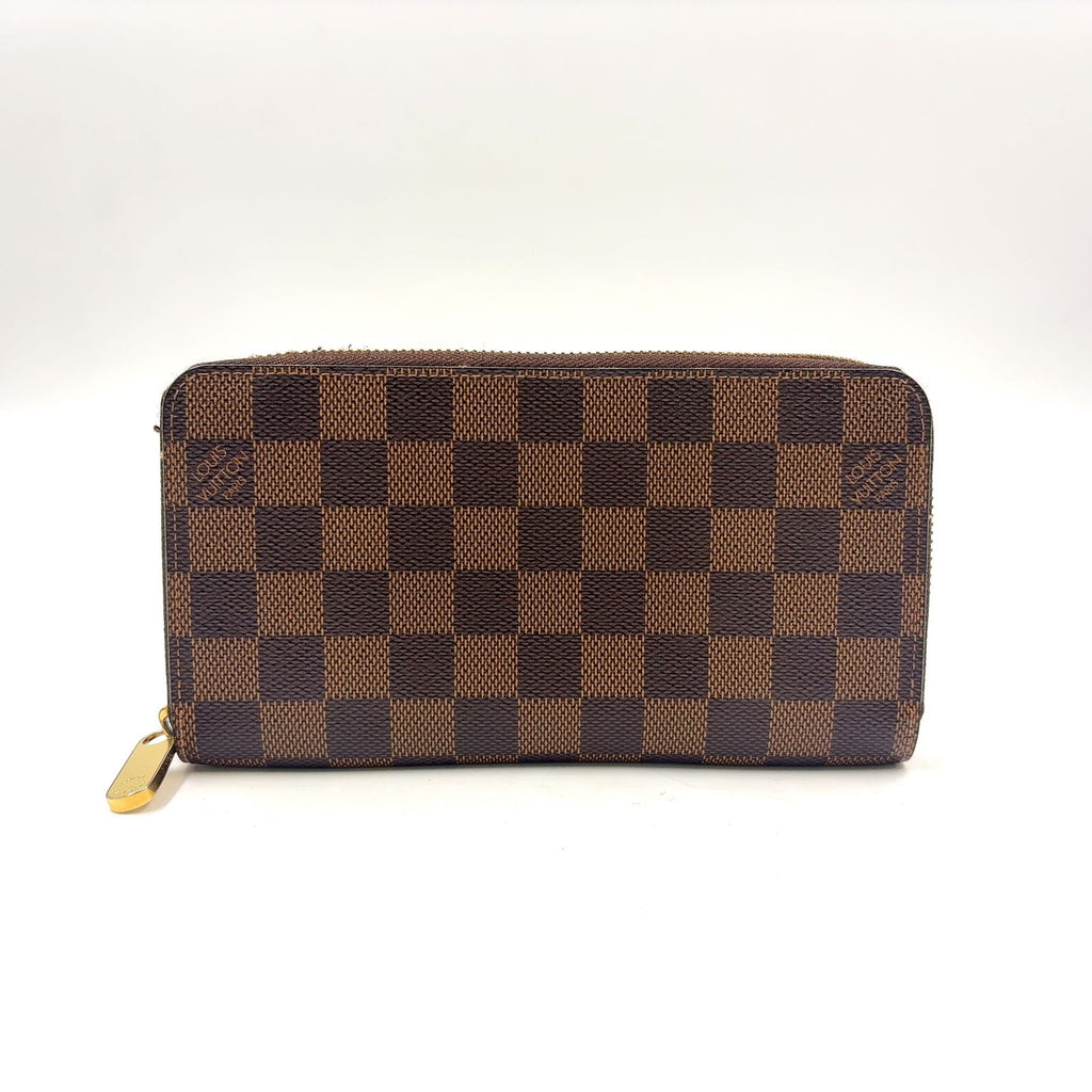 Louis Vuitton Damier Brown Round Zippy Wallet Gold
