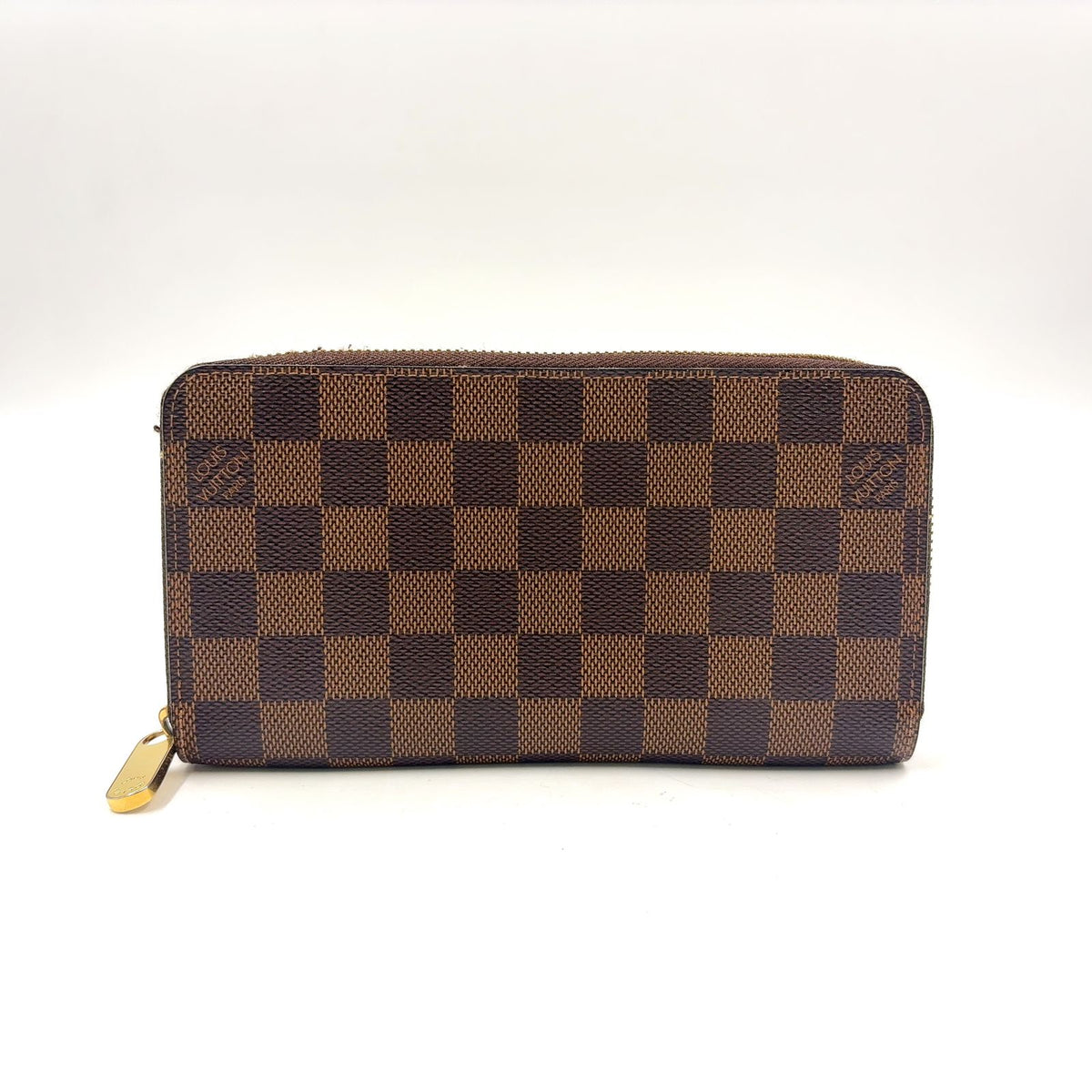 Louis Vuitton Damier Brown Round Zippy Wallet Gold