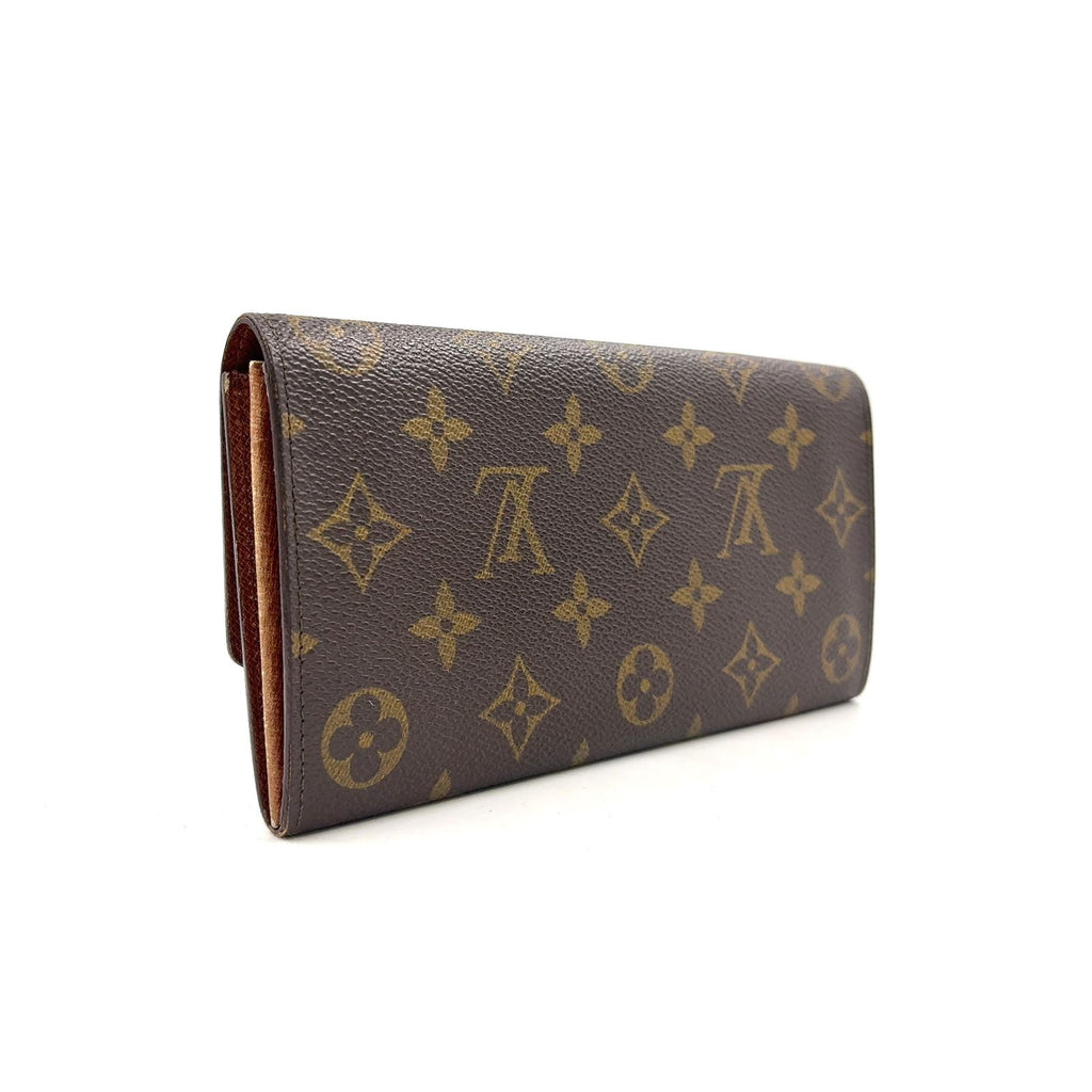 Louis Vuitton Pochette Porte Monnaie Credit Monogram Brown Wallet Gold — view 2