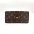 Louis Vuitton Pochette Porte Monnaie Credit Monogram Brown Wallet Gold