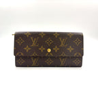 Louis Vuitton Pochette Porte Monnaie Credit Monogram Brown Wallet Gold