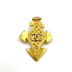 Chanel CC Logo Cross Motif Gold Plated Brooch