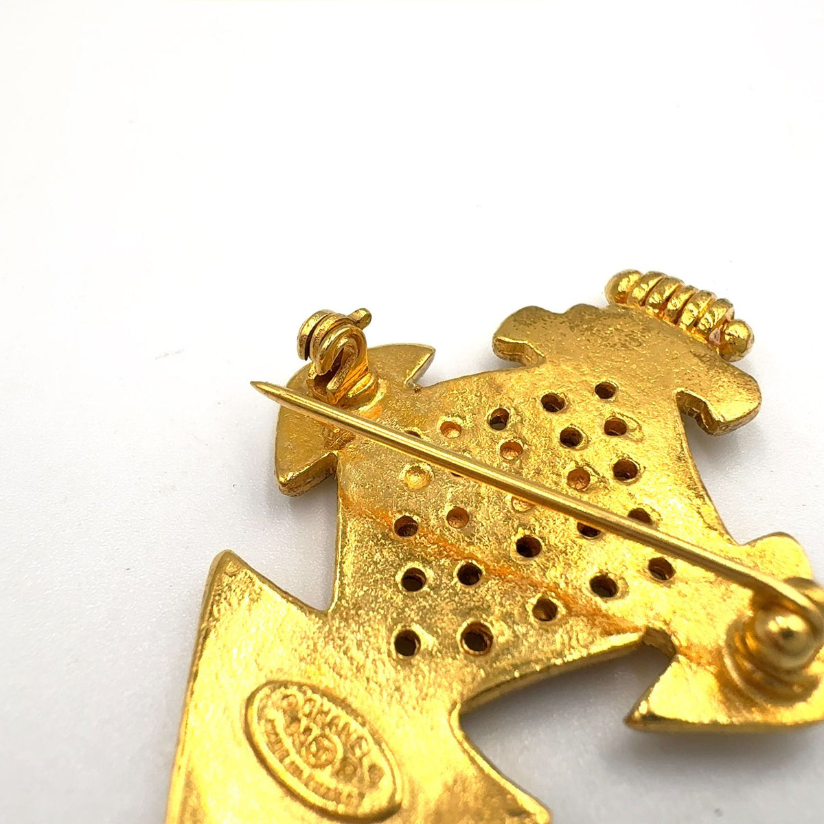Chanel CC Logo Cross Motif Gold Plated Brooch — view 7