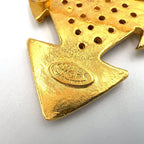 Chanel CC Logo Cross Motif Gold Plated Brooch — view 3