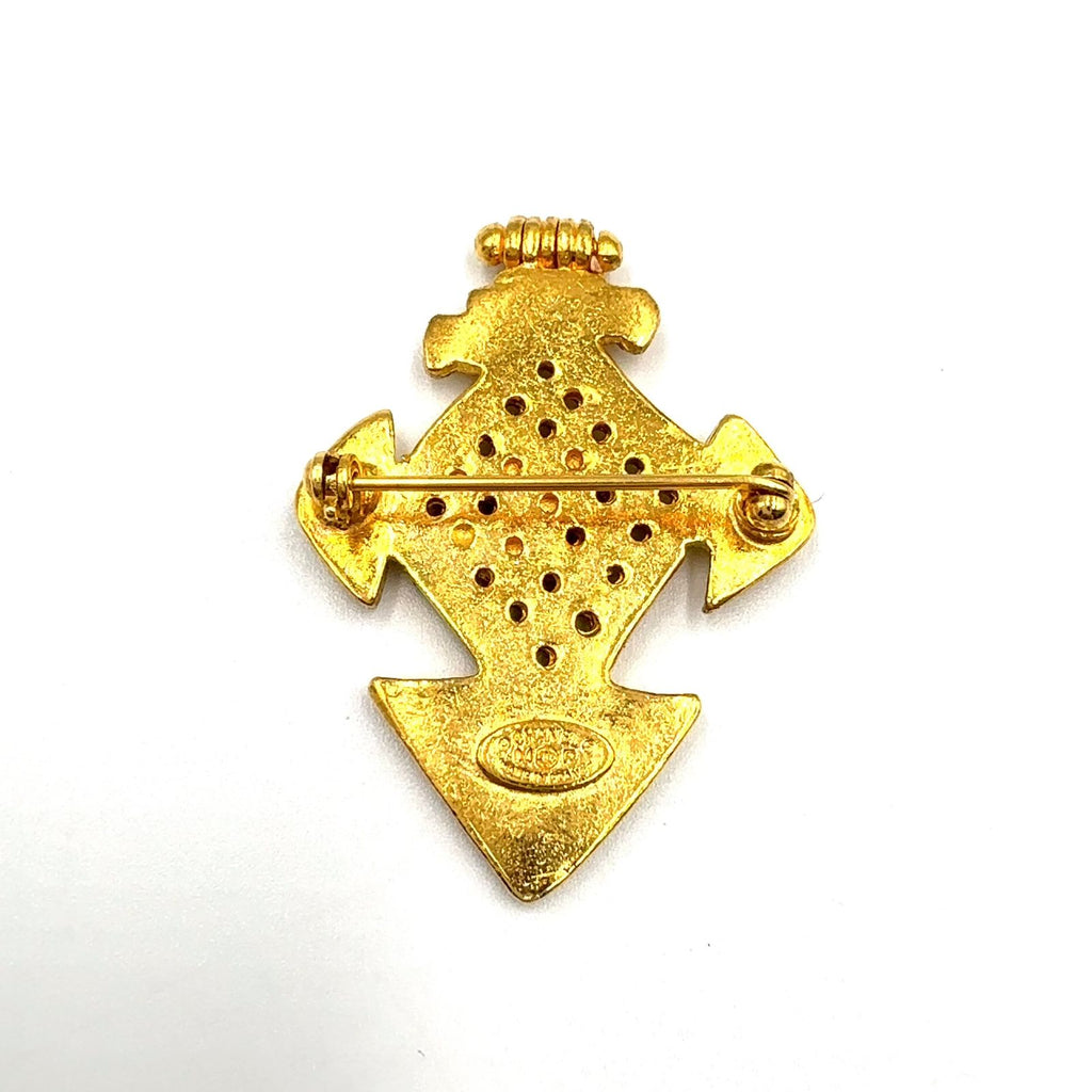Chanel CC Logo Cross Motif Gold Plated Brooch — view 2