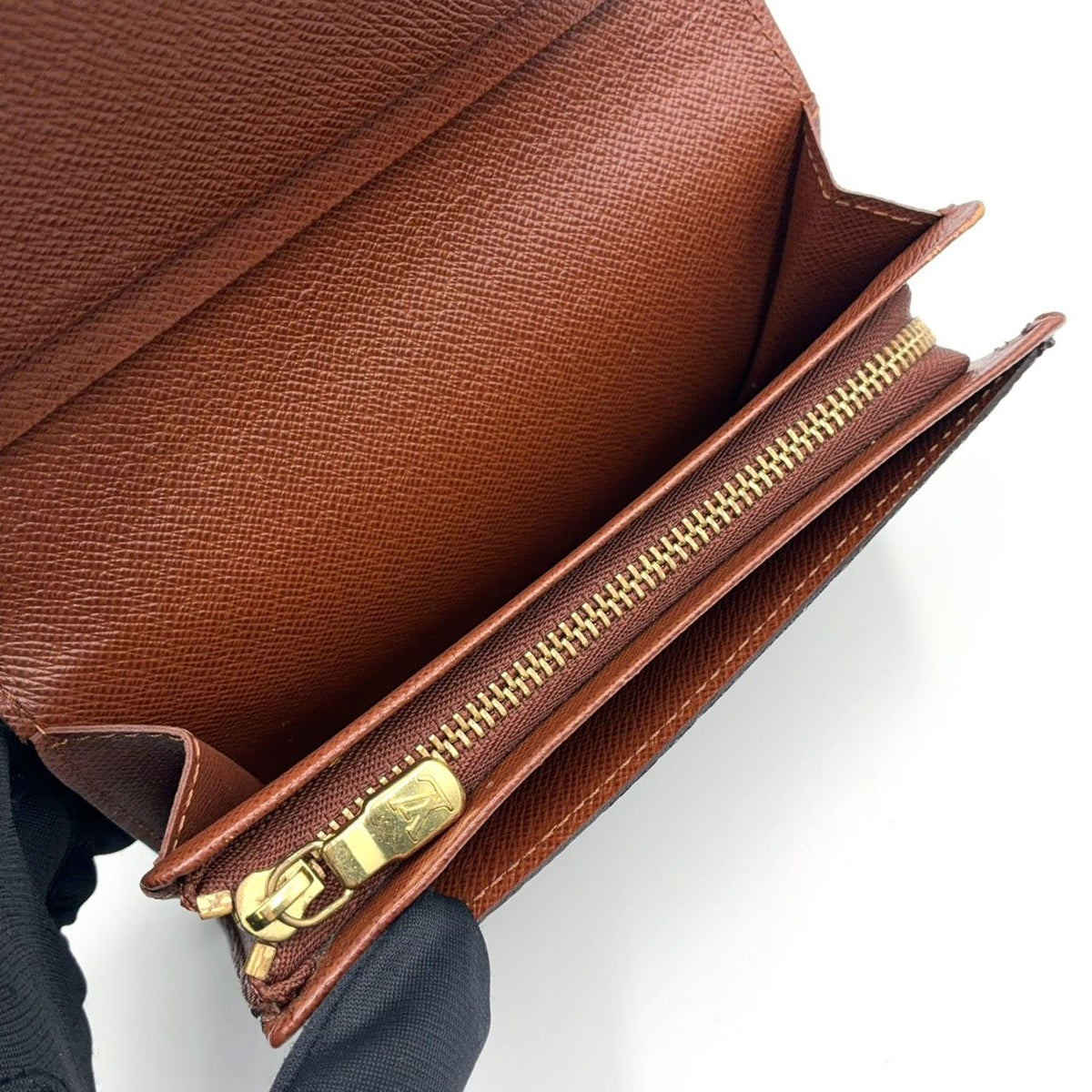 Louis Vuitton Compact Zip Wallet Monogram Brown Bifold Gold — view 5
