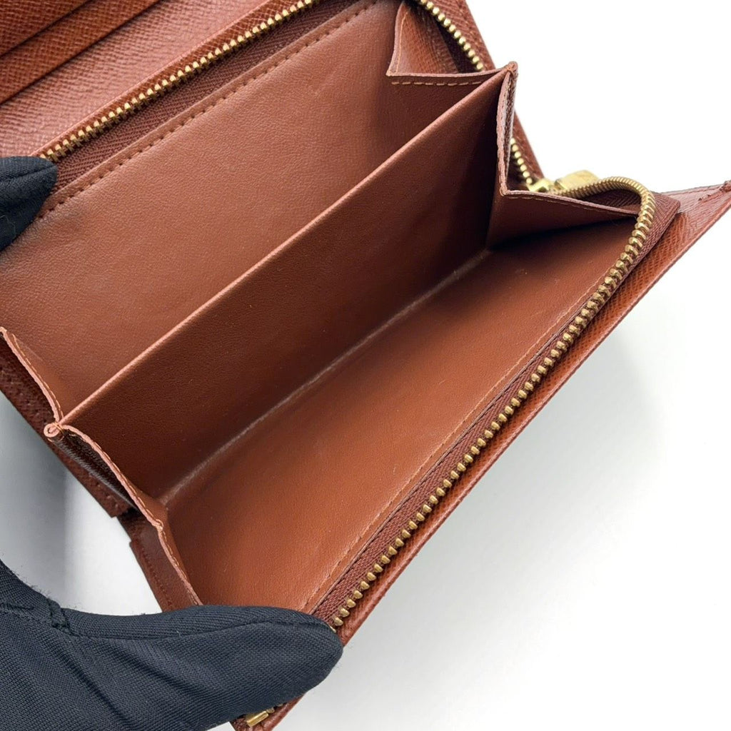 Louis Vuitton Compact Zip Wallet Monogram Brown Bifold Gold — view 7