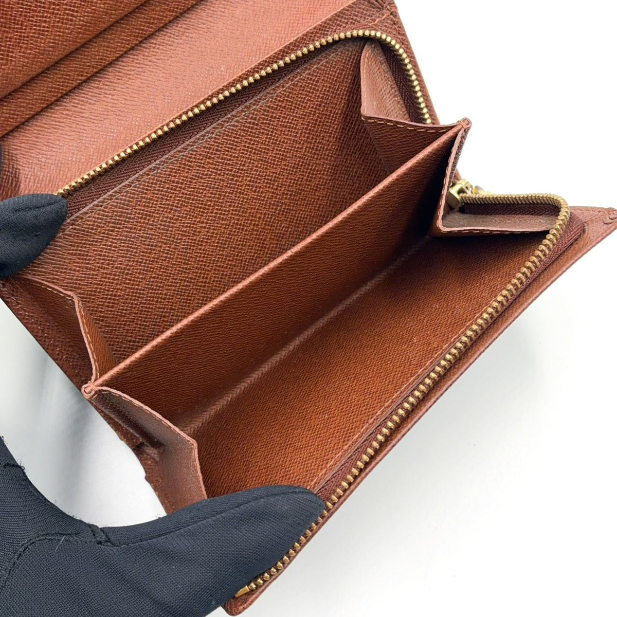Louis Vuitton Compact Zip Wallet Monogram Brown Bifold Gold — view 7