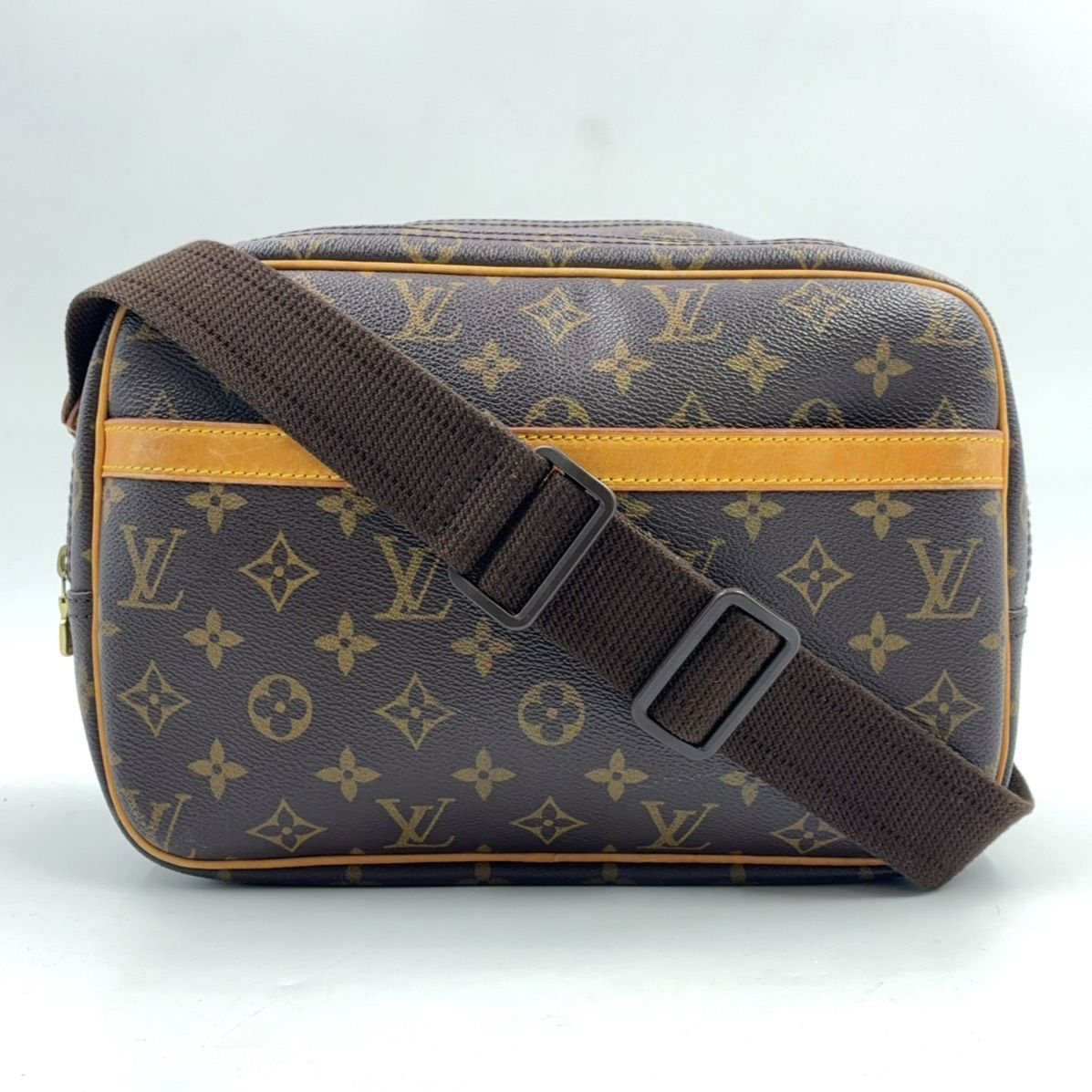 Louis Vuitton Reporter PM Monogram Leather Brown Shoulder Bag Gold
