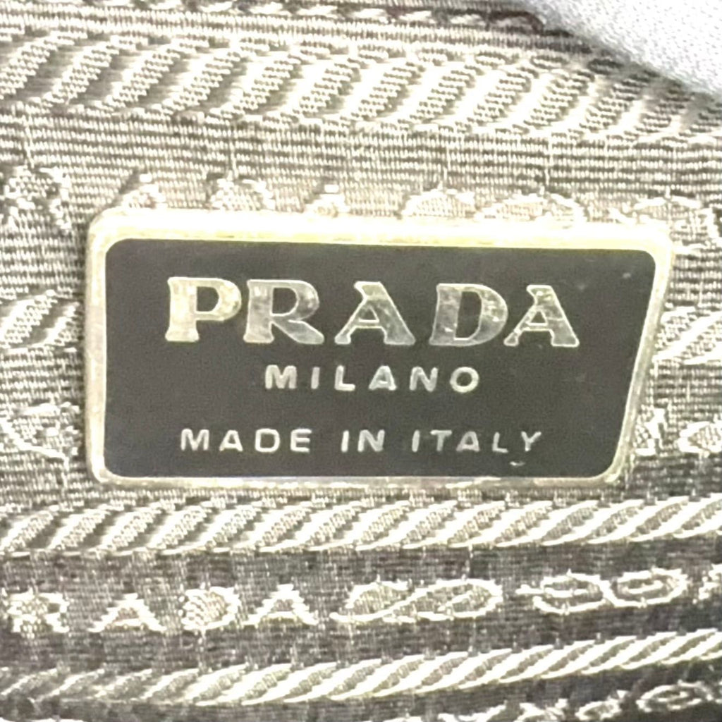 Prada Tessuto Nylon Leather Black Shoulder Bag Silver — view 4
