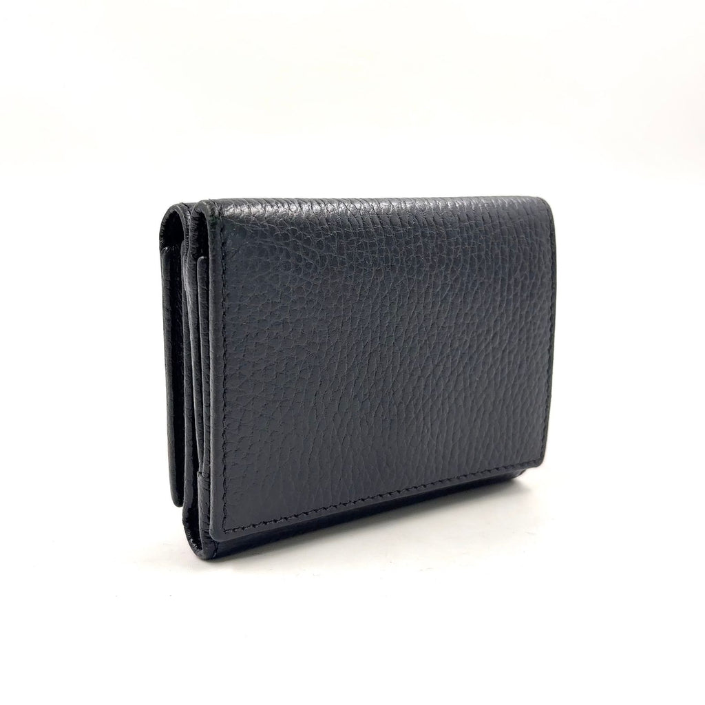Gucci Petit Marmont Trifold Wallet Snap Compact Leather Black Gold — view 2