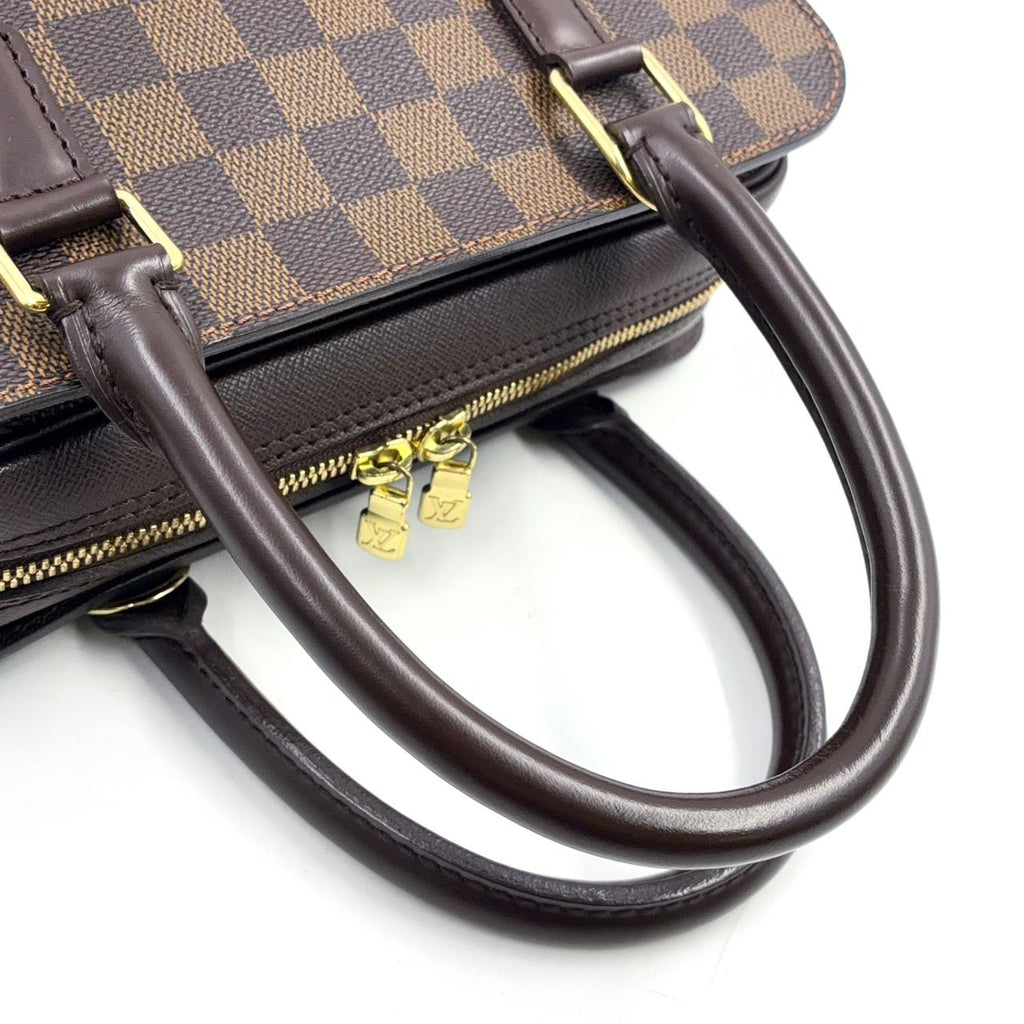 Louis Vuitton Brera Damier Ebene Leather Brown Handbag Gold — view 8