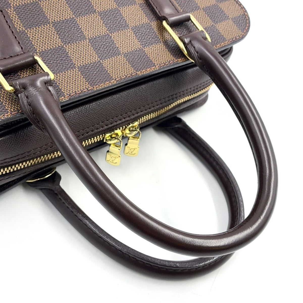 Louis Vuitton Brera Damier Ebene Leather Brown Handbag Gold — view 8